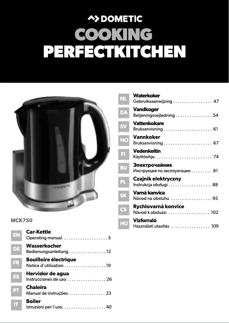 Page 1 of the manual User Manual Dometic PerfectKitchen MCK750