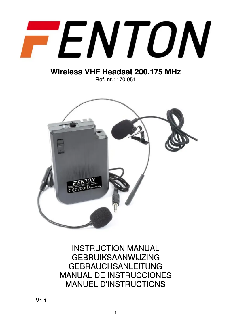 Page 1 of the manual User Manual Fenton WH200