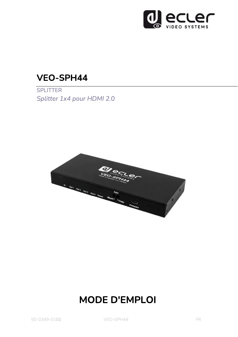 Page 1 de la notice Manuel utilisateur Ecler VEO-SPH44
