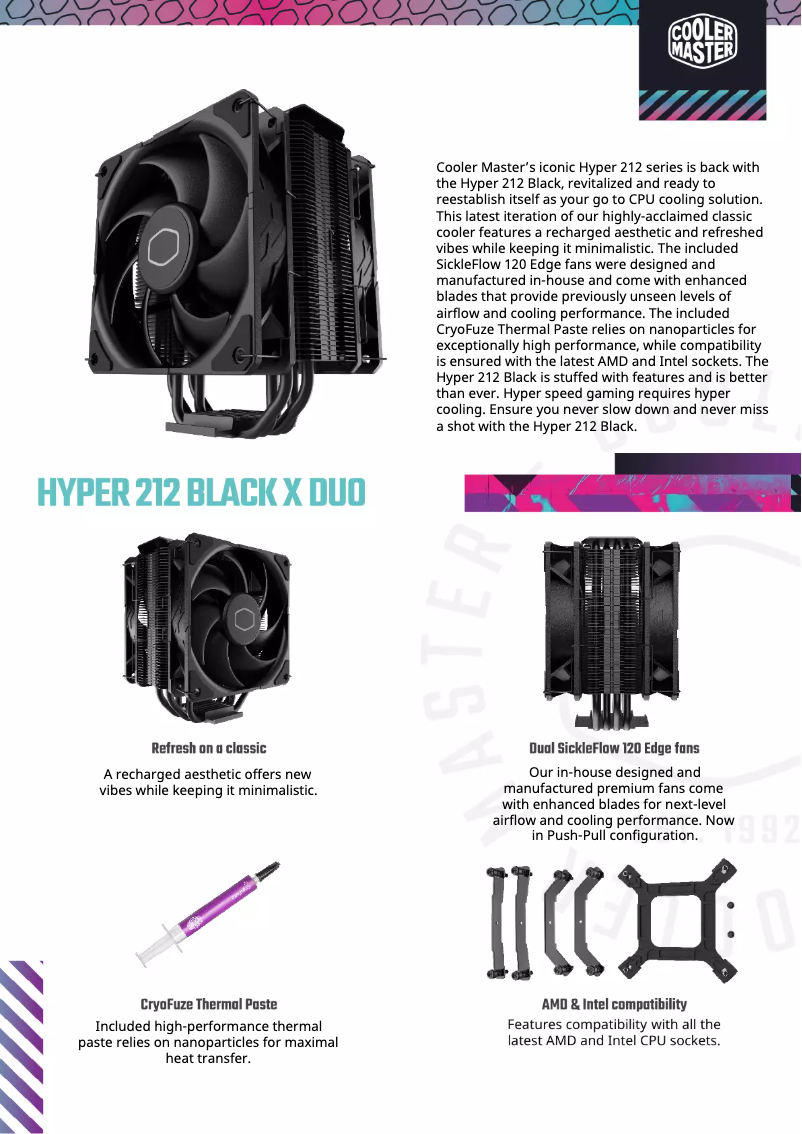 Page 1 of the manual Technical Sheet Cooler Master Hyper 212 Black X Duo
