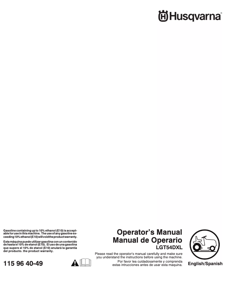 Page 1 of the manual User Manual Husqvarna LGT54DXL