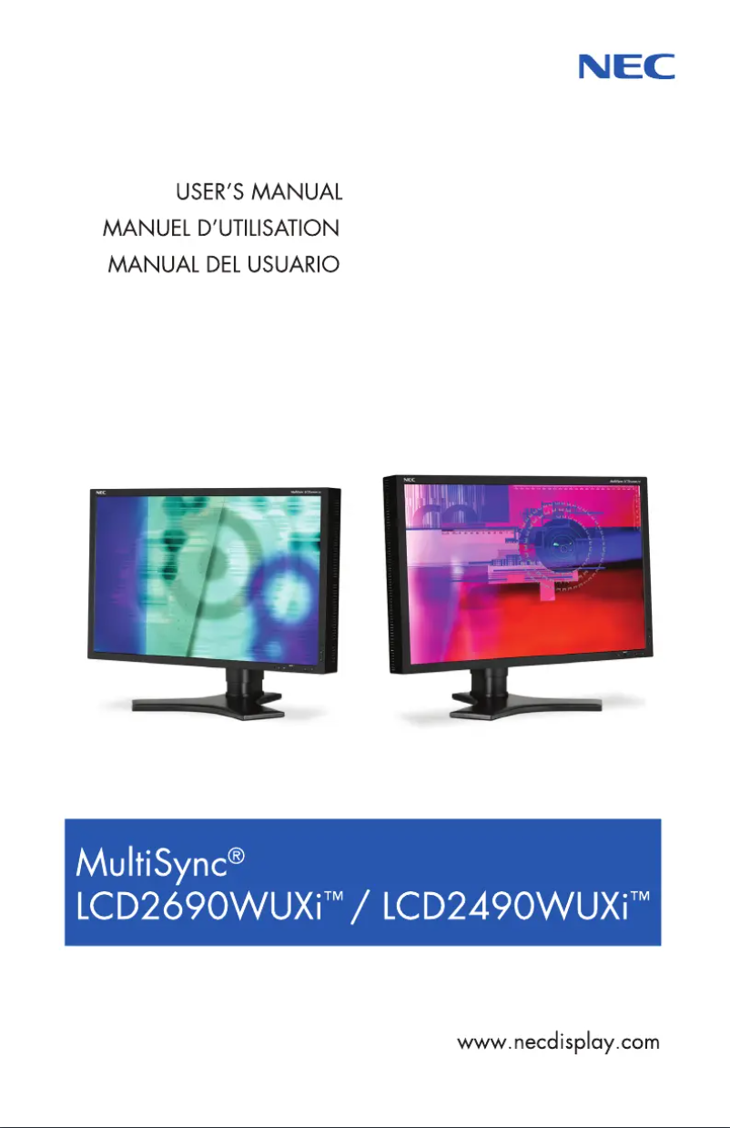 First page image of the manual for MultiSync LCD2490WUXI