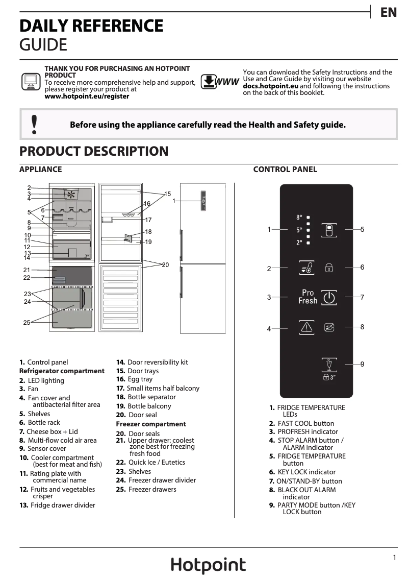 Page 1 of the manual User Manual Hotpoint SMP9 D2Z X H