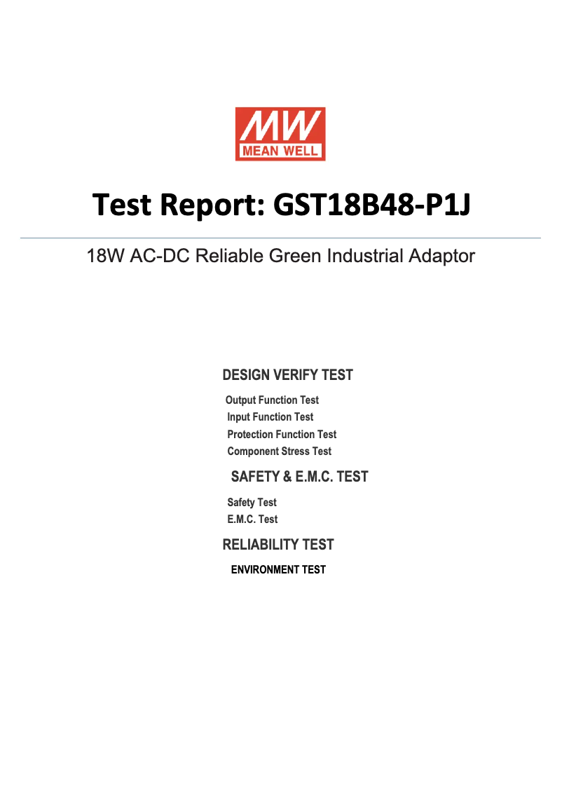 Page 1 of the manual Technical Sheet Mean Well GST18B48-P1J