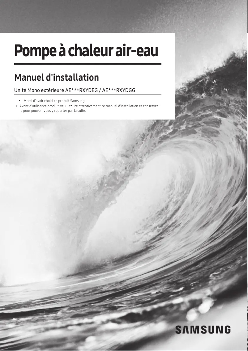 First page image of the manual for AE080RXYDEG