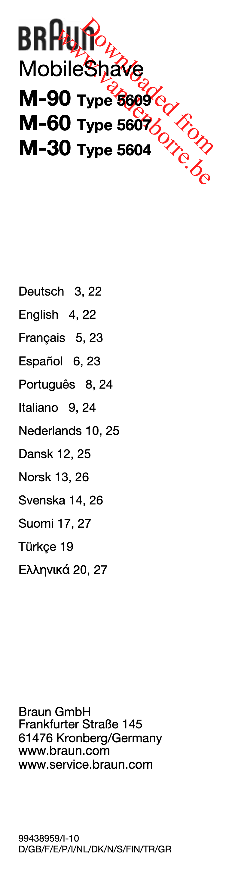 Page 1 of the manual User Manual Braun MobileShave M60b