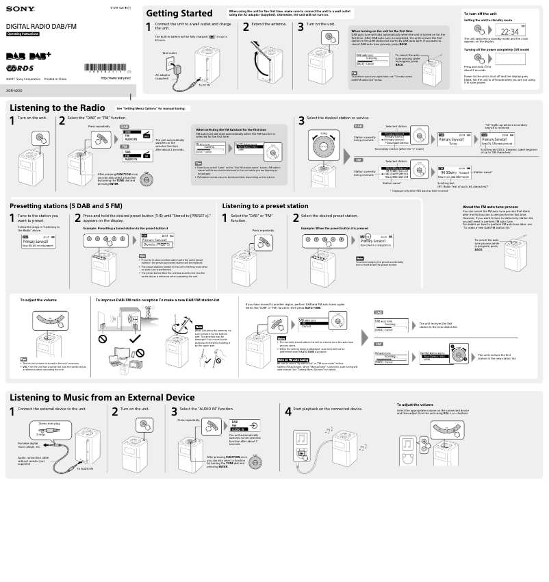 Page 1 of the manual User Manual Sony XDR-V20DP