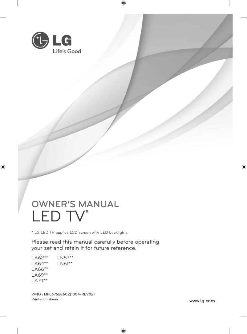Page 1 of the manual User Manual LG 55LA6448