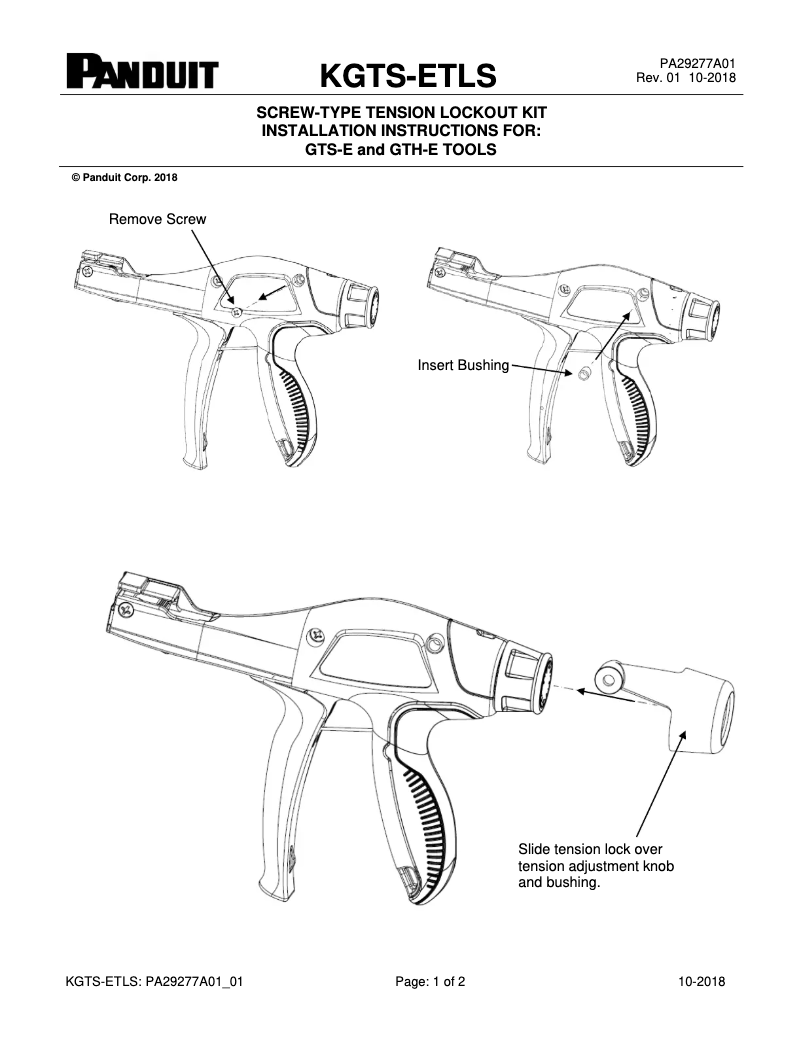 Page 1 of the manual Installation Guide Panduit GTS-E