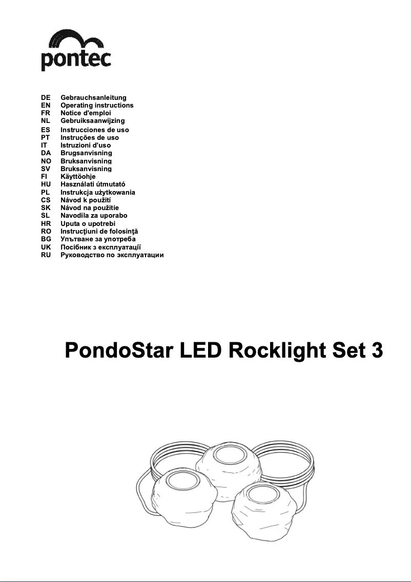 First page image of the manual for PondoStar LED Rocklight Set 3