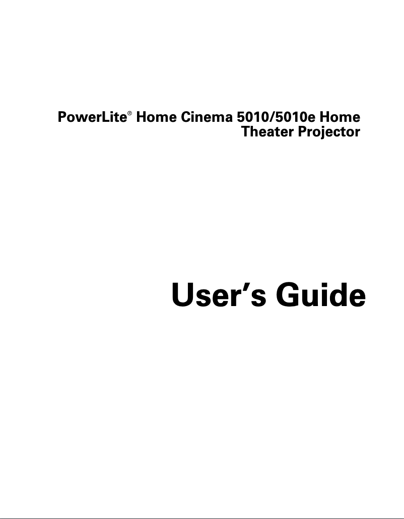 Image de la première page du manuel de l'appareil PowerLite Home Cinema 5010