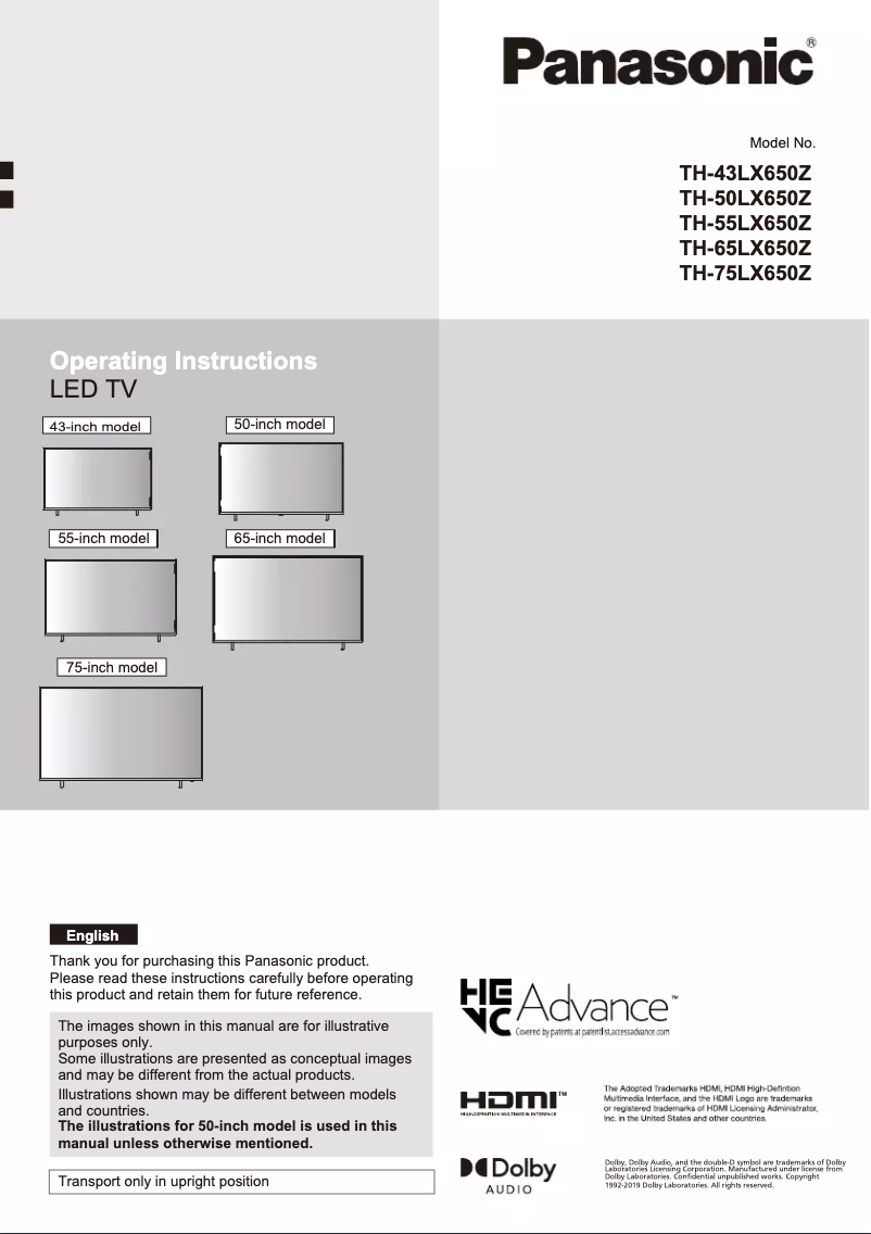 First page image of the manual for TH-43LX650Z