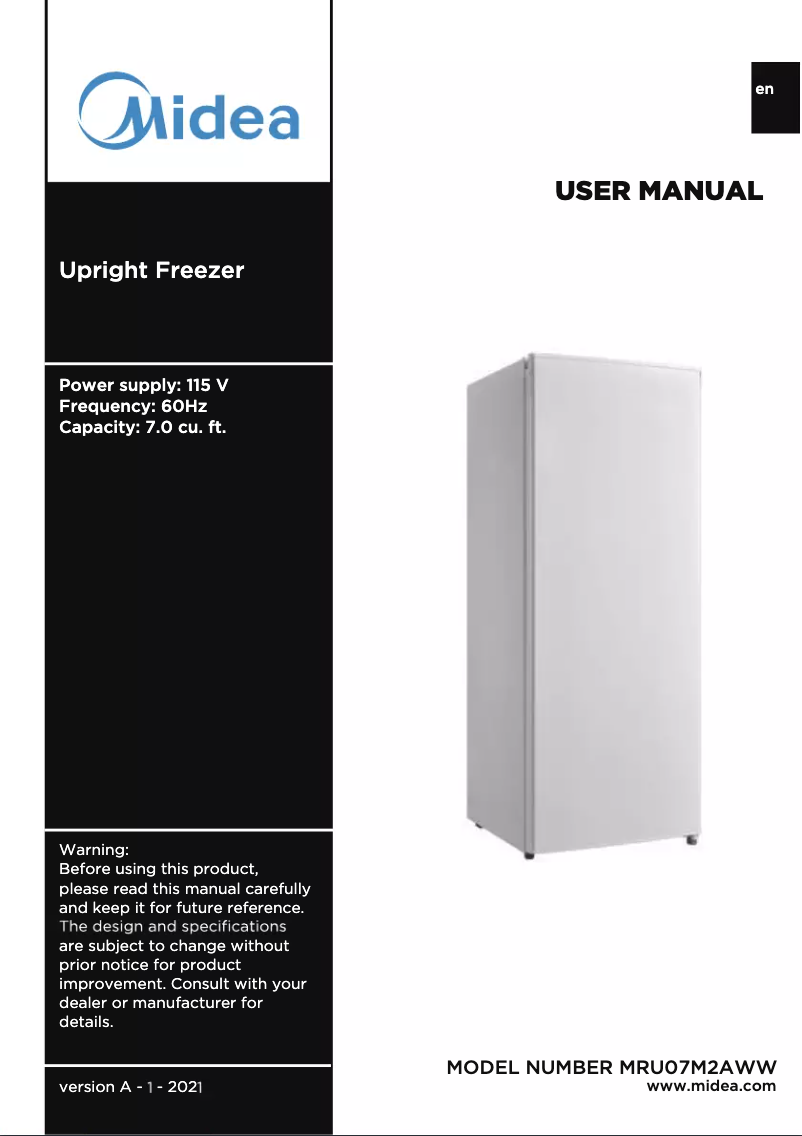 Page 1 of the manual User Manual Midea MRU07M2AWW