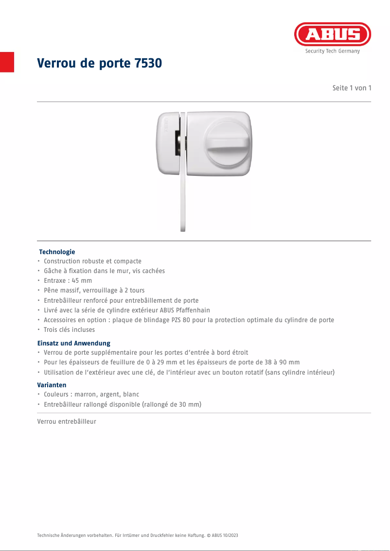 First page image of the manual for 7530