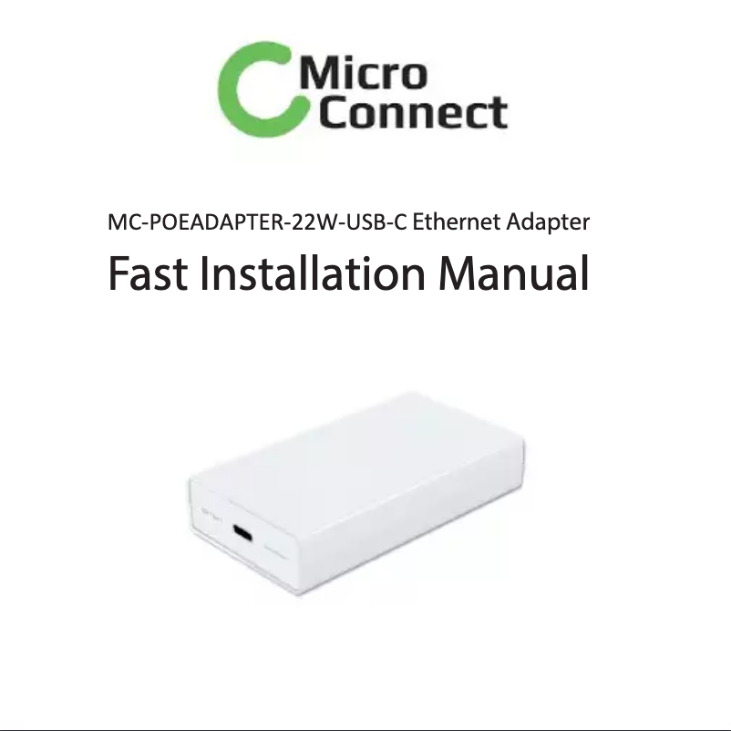 Page 1 of the manual User Manual Micro Connect MC-POEADAPTER-22W-USB-C