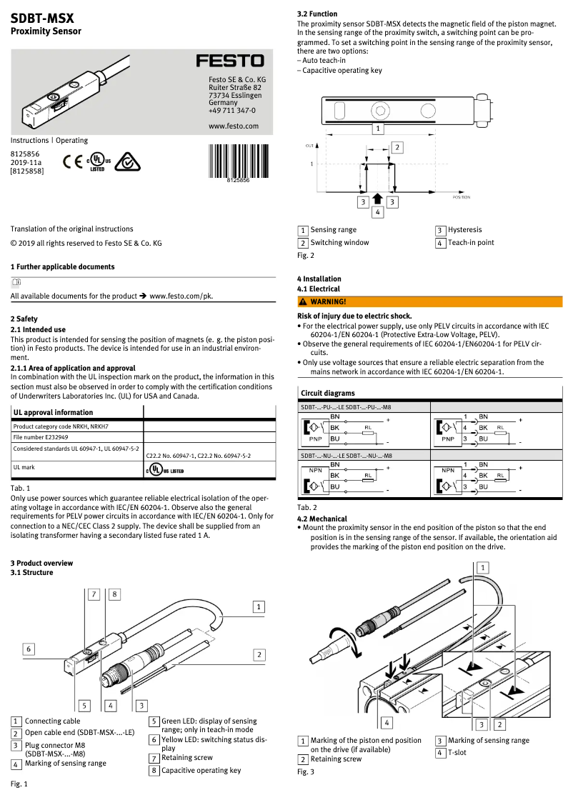 Page 1 of the manual User Manual Festo SDBT-MSX-1L-PU-E-2.5-N-LE