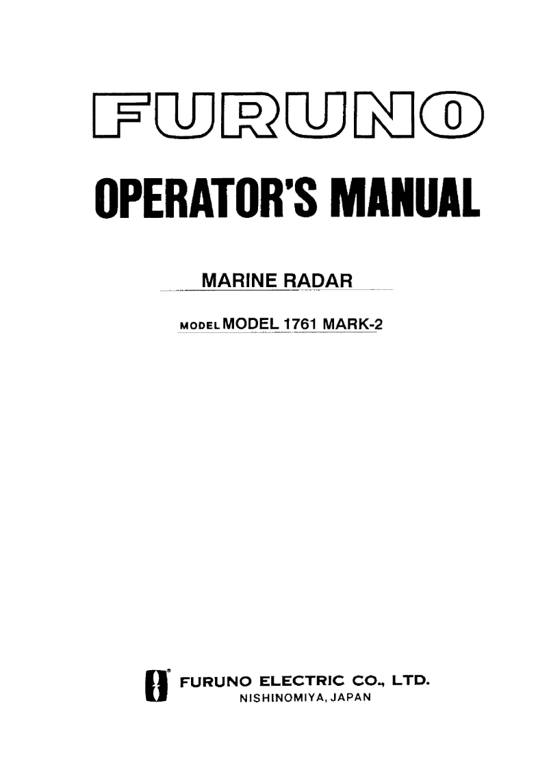 Page 1 of the manual User Manual Furuno 1761 Mark-2