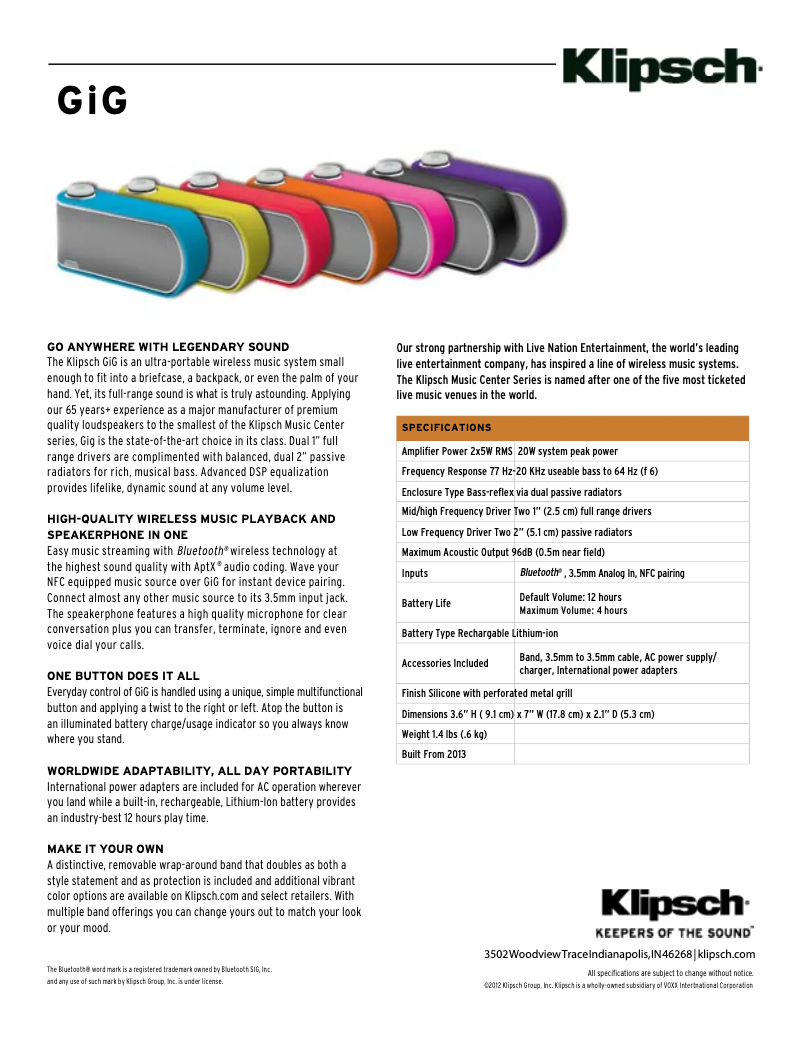 First page image of the manual for GiG