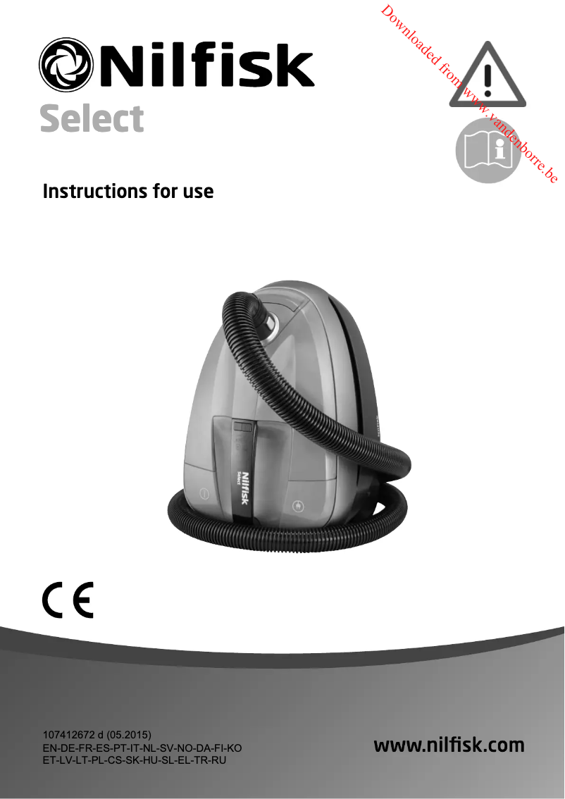 Page 1 of the manual User Manual Nilfisk Select