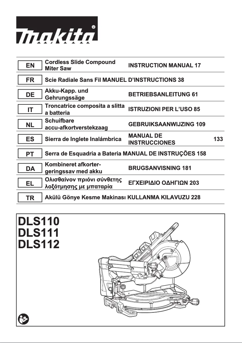 Page 1 of the manual User Manual Makita DLS111