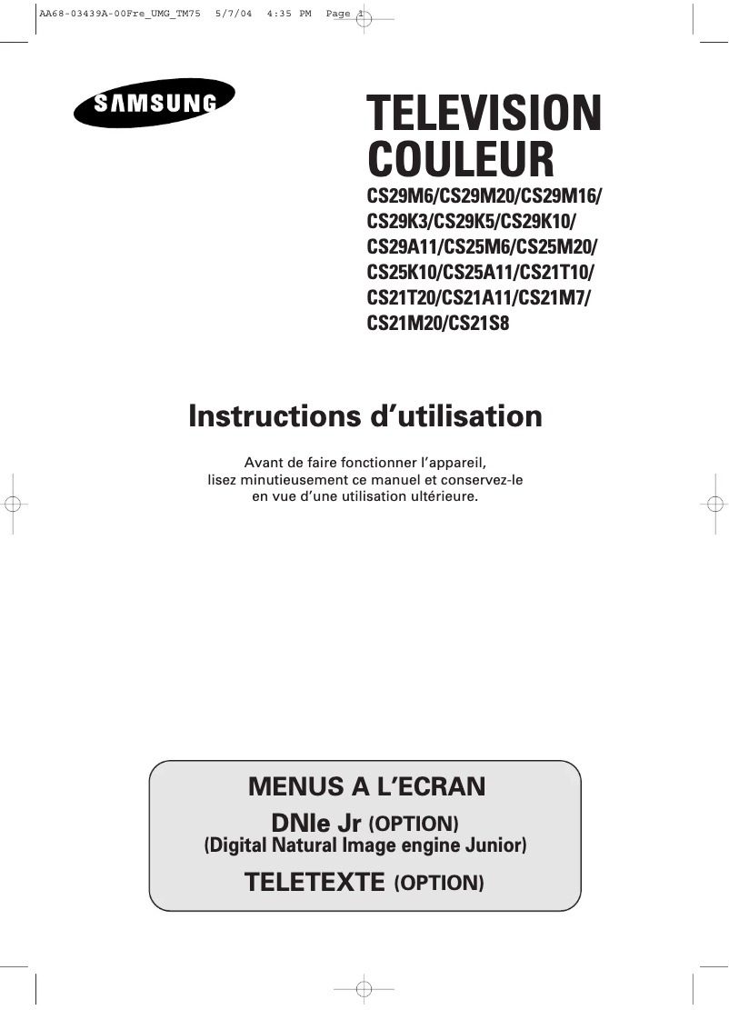 Page 1 of the manual User Manual Samsung CS-25M20MH