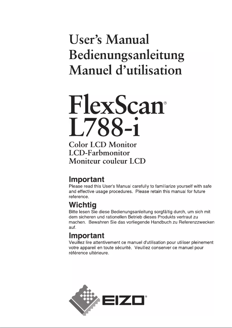 Page 1 of the manual User Manual Eizo FlexScan L788-i