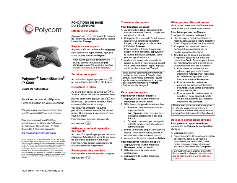 Page 1 of the manual User Manual Polycom SoundStation IP 6000 SIP