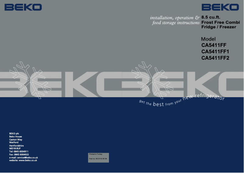 First page image of the manual for CA5411FF