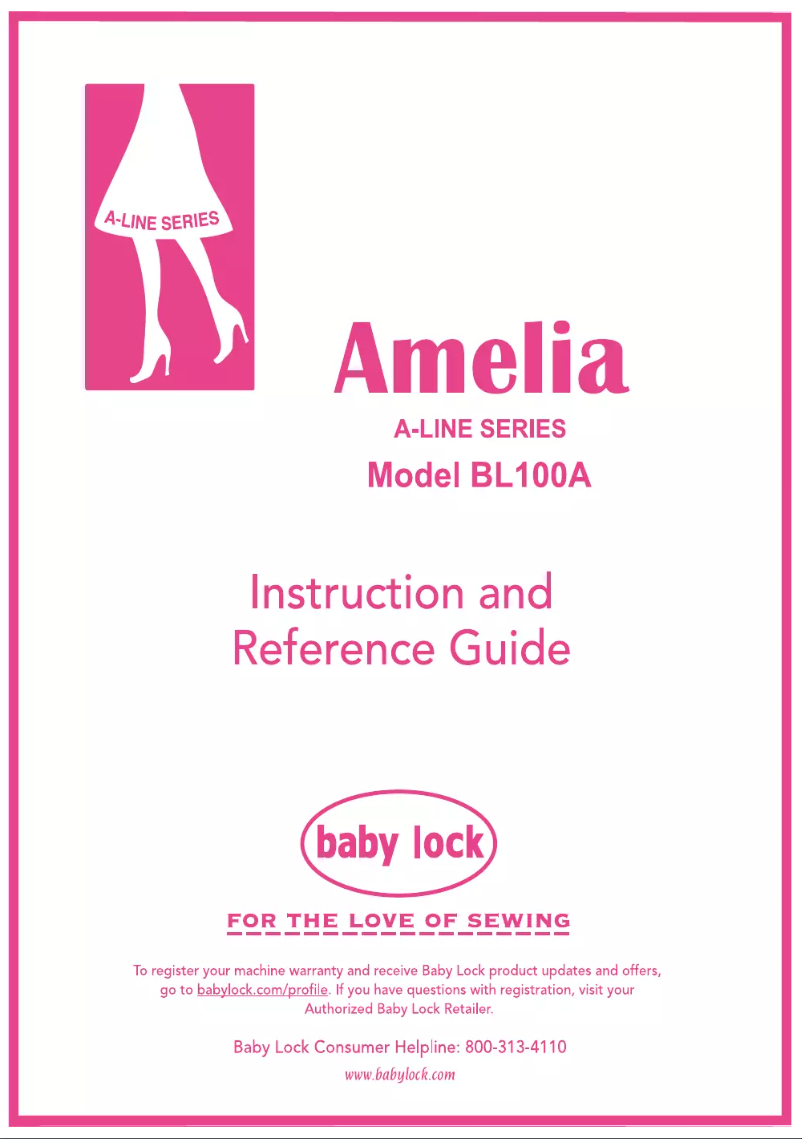 Page 1 of the manual Instruction Manual Baby Lock Amelia BL100A