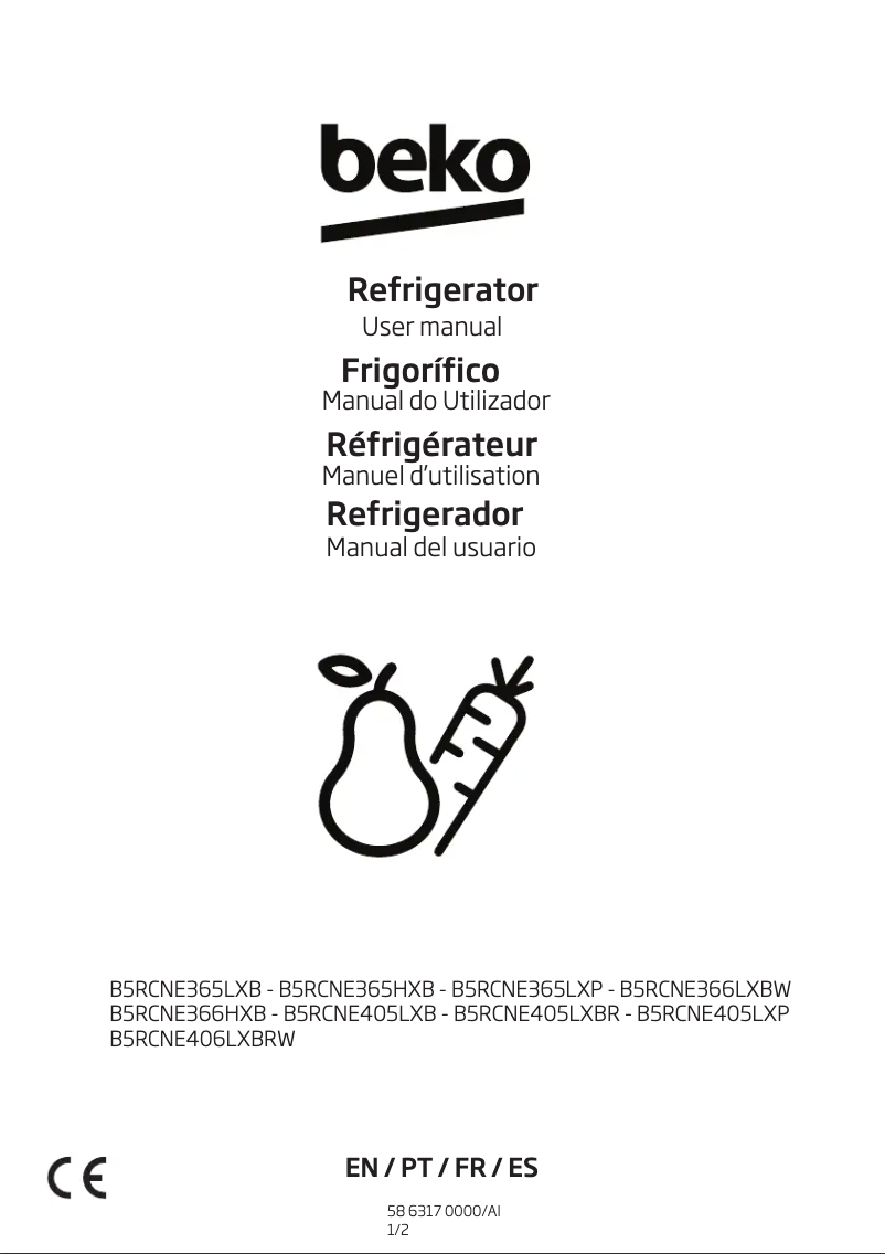 Page 1 of the manual User Manual Beko B5RCNE365LXP