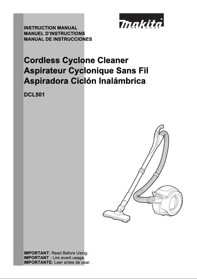 Page 1 of the manual User Manual Makita DCL501Z