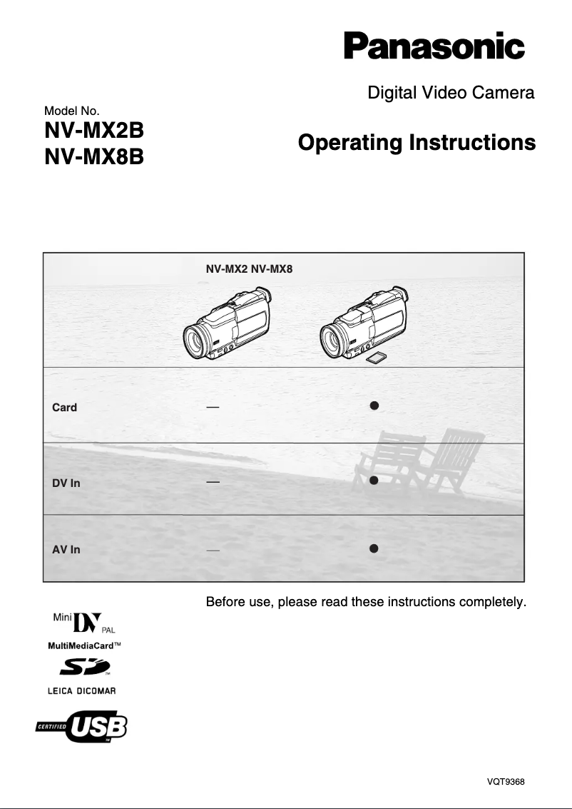 First page image of the manual for NV-MX8B