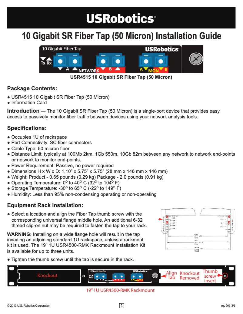 First page image of the manual for USR4515LC