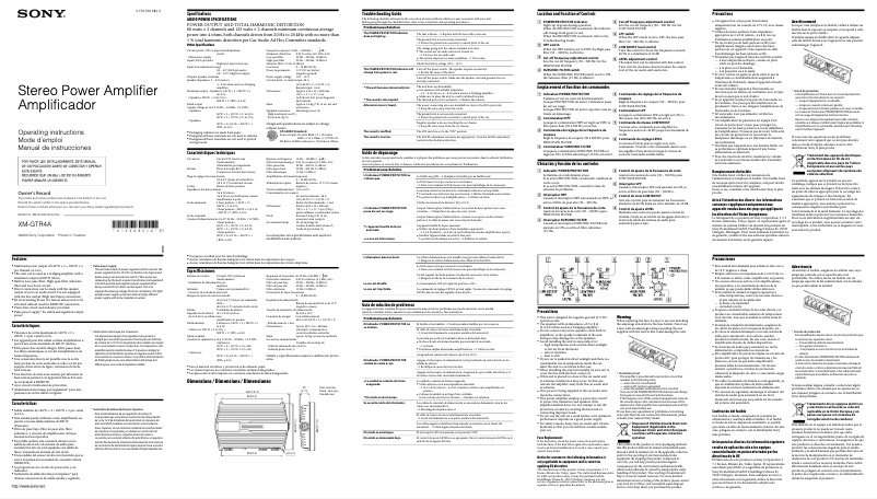 First page image of the manual for XM-GTR4A