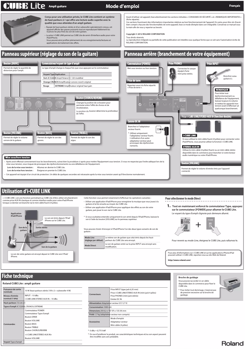 First page image of the manual for Cube Lite