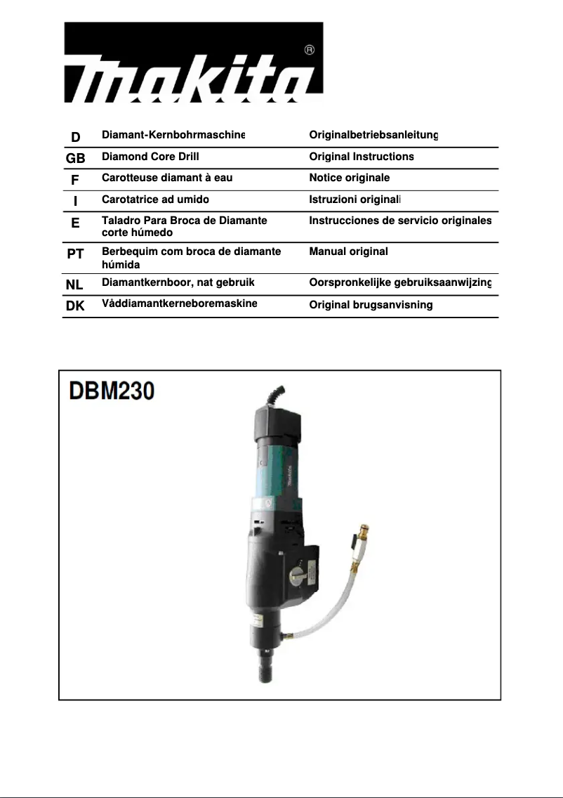 First page image of the manual for DBM230X