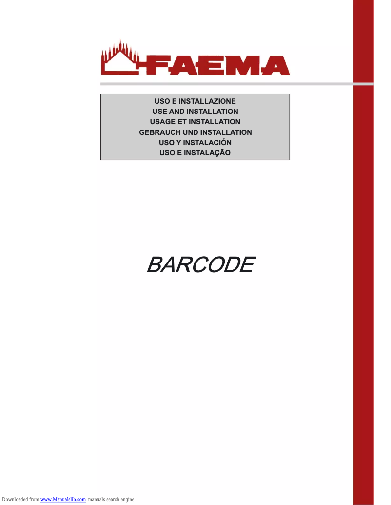 Page 1 of the manual User Manual Faema Barcode