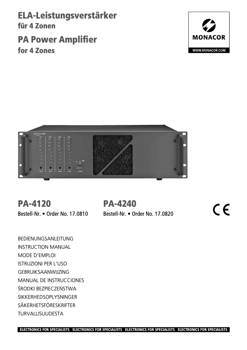Page 1 of the manual User Manual Monacor PA-4120