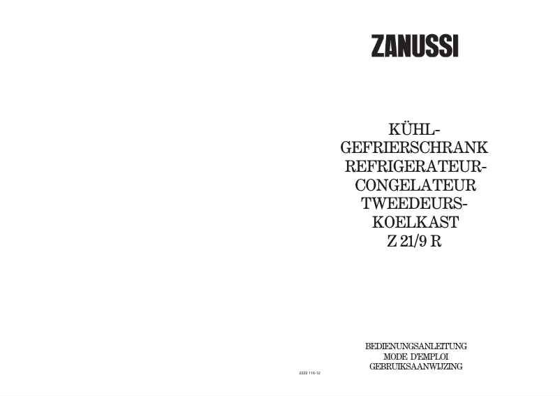 First page image of the manual for Z 21 9 r