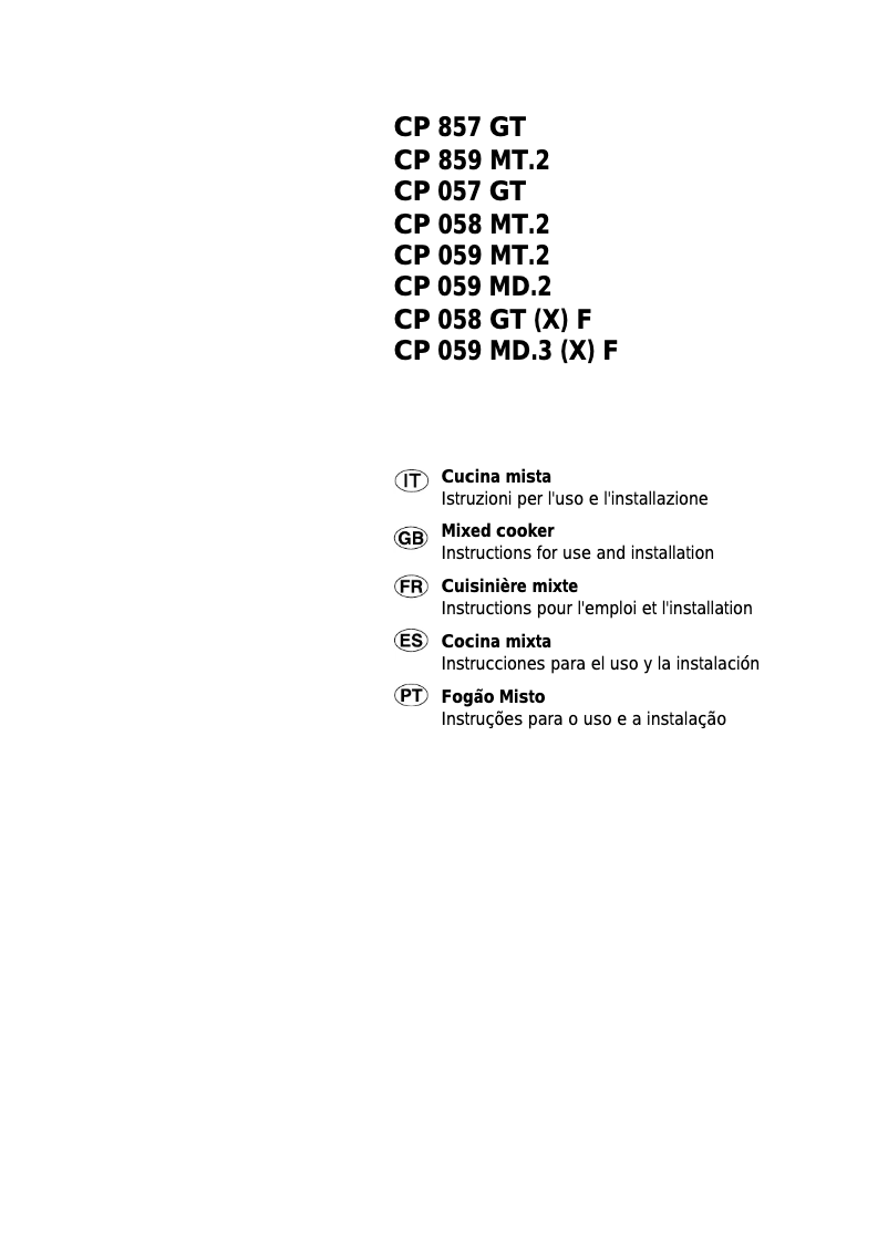 Page 1 of the manual User Manual Ariston Thermo CP859MTX