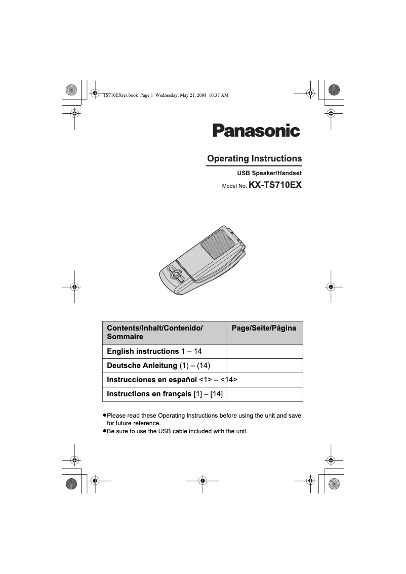First page image of the manual for KX-TS710EX
