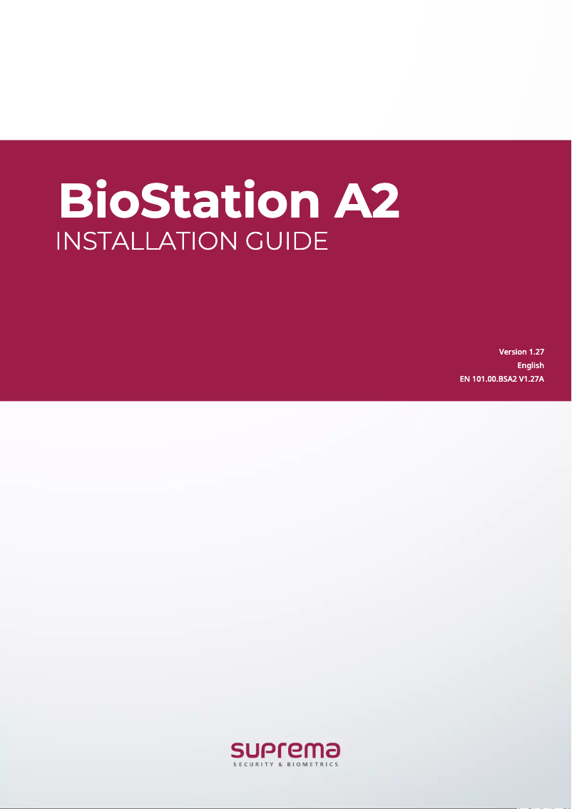 Page 1 de la notice Guide d'installation Suprema BioStation A2