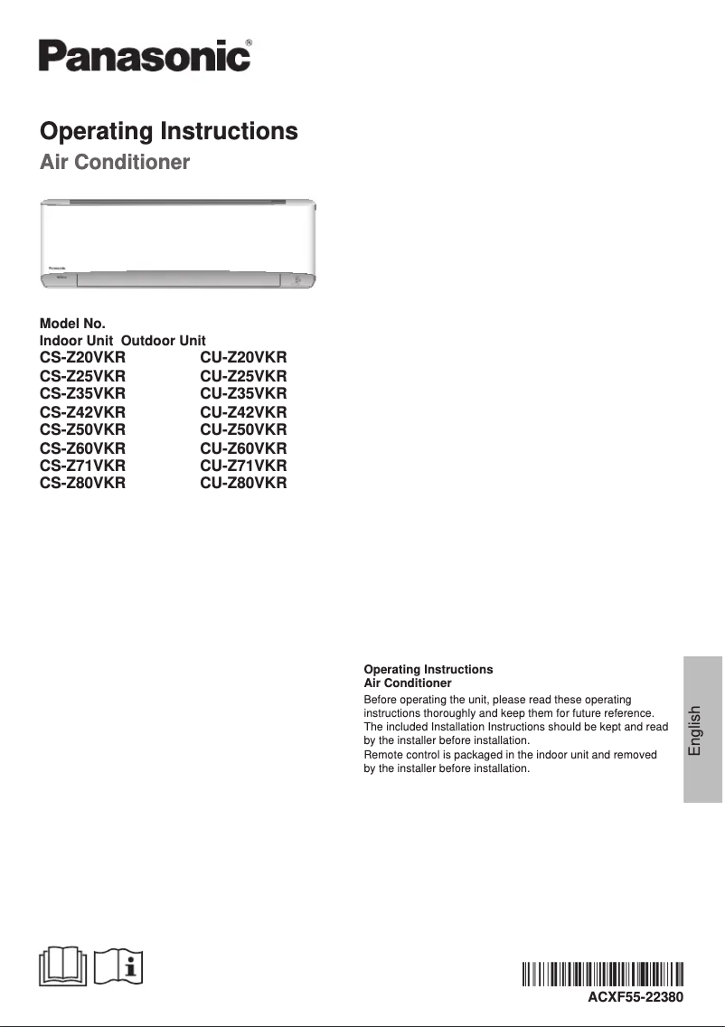 First page image of the manual for CU-Z42VKR