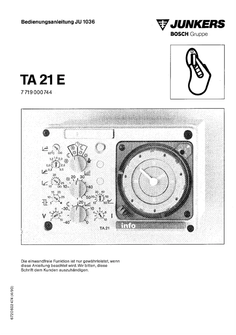 First page image of the manual for TA 21E