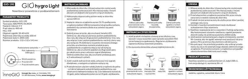 Page 1 of the manual User Manual InnoGIO Hygro Light GIO-190