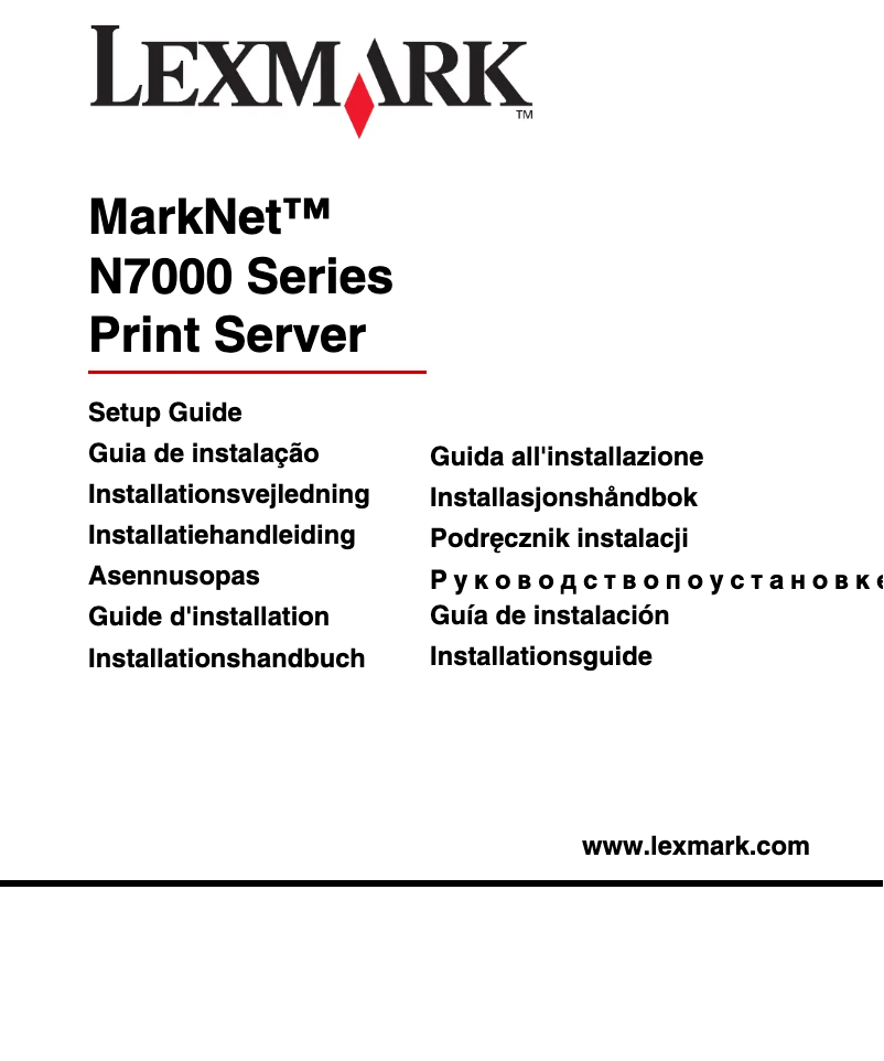 Page 1 of the manual Installation Guide Lexmark MarkNet N7000e