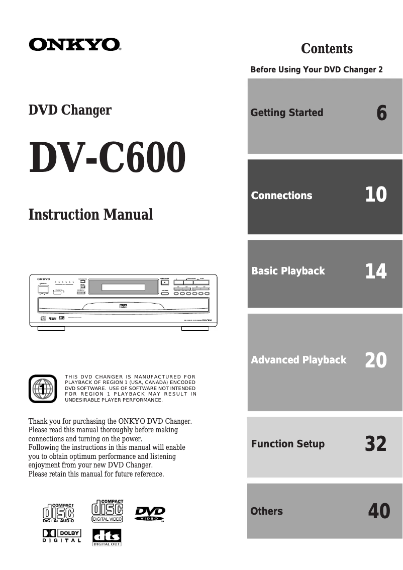 First page image of the manual for DV-C600