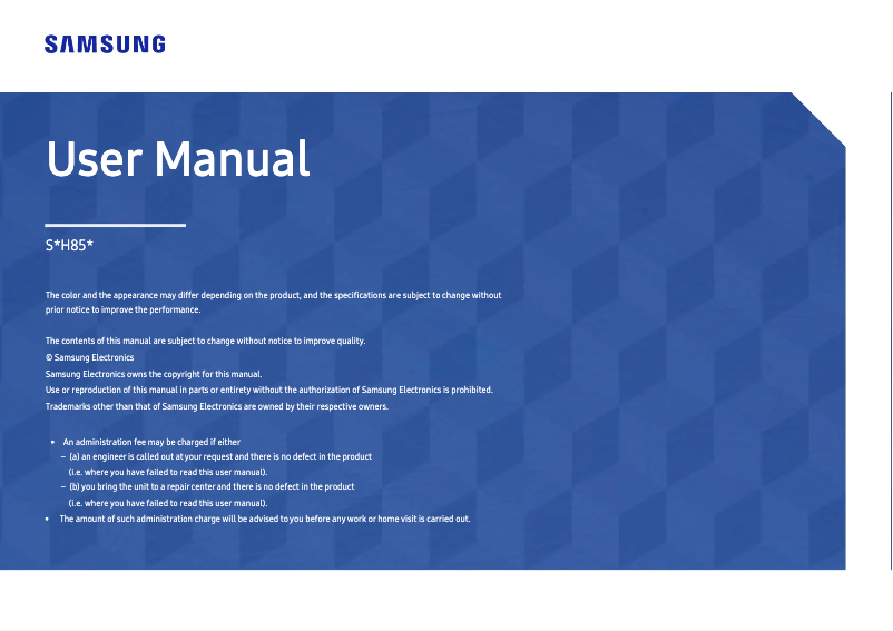 First page image of the manual for S27H850QFE