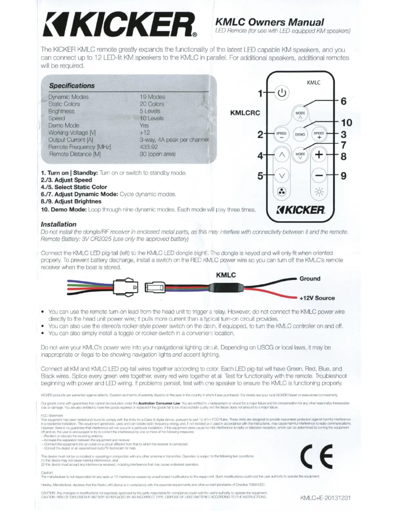 Page 1 of the manual User Manual Kicker KMLC