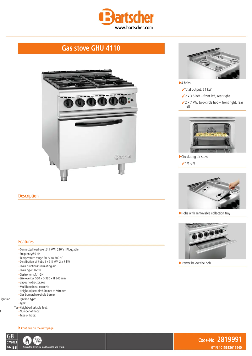 First page image of the manual for GHU 4110